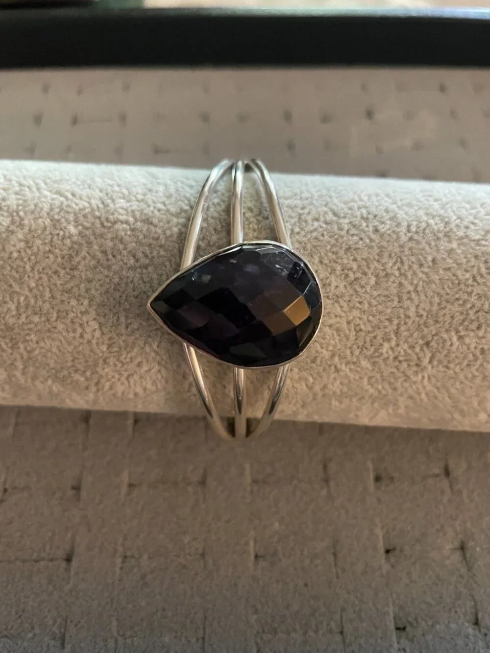 Vintage Silver Bracelet Cuff Amethyst Artisan Handmade Faceted Y2K 1990s 2000s